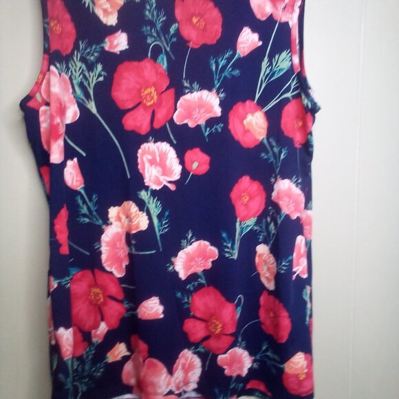 PerSeption Concept Blouse L Sleeveless Floral Blue Red Green - Picture 13 of 13